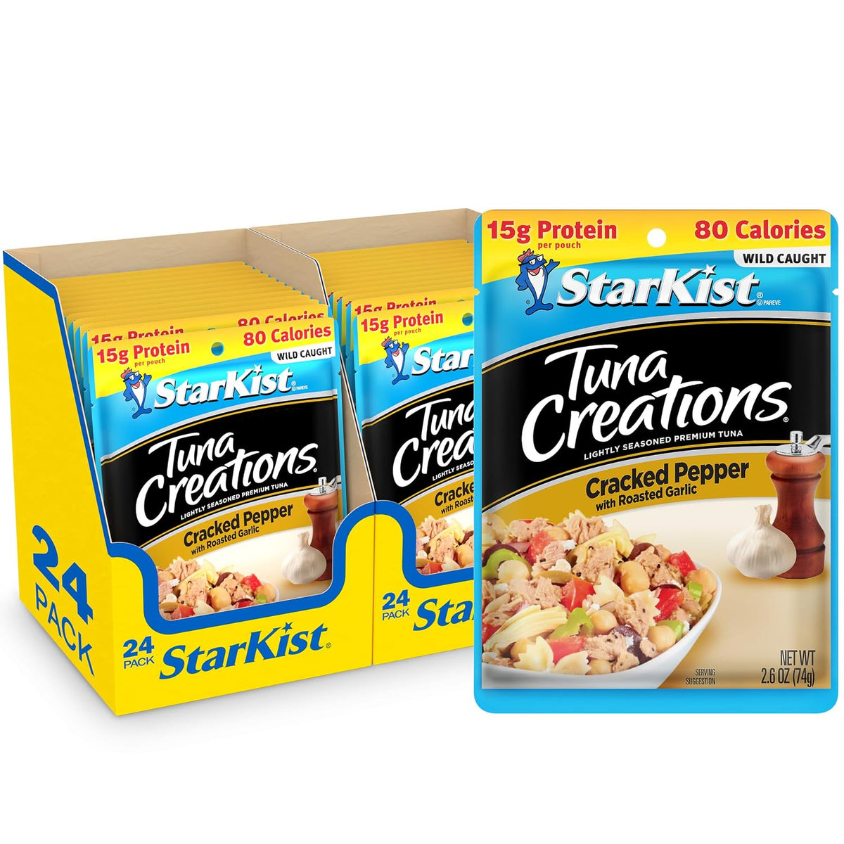 StarKist Tuna Creations Chipotle Lime packaged tuna fish pouch, 2.6oz, 24-pack, ready-to-eat seafood snack