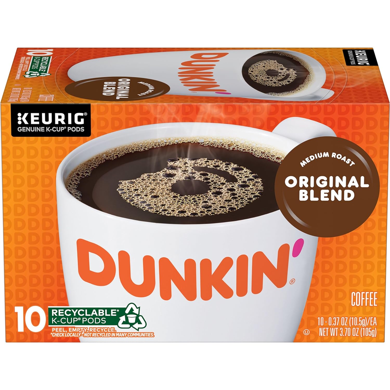 Dunkin' Original Blend Medium Roast Coffee, 22 Keurig K-Cup Pods
