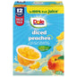 Dole Diced Mango fruit snack cups in 4 oz bowls, 24-pack, showing vibrant diced mango pieces in clear cups.