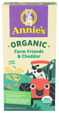 Annie's Shells & White Cheddar organic packaged mac and cheese box with pasta shells and creamy cheese flavor.