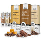 Slate Milk high protein milk shakes and iced coffees in classic chocolate, mocha latte, vanilla latte, and French vanilla flavors.