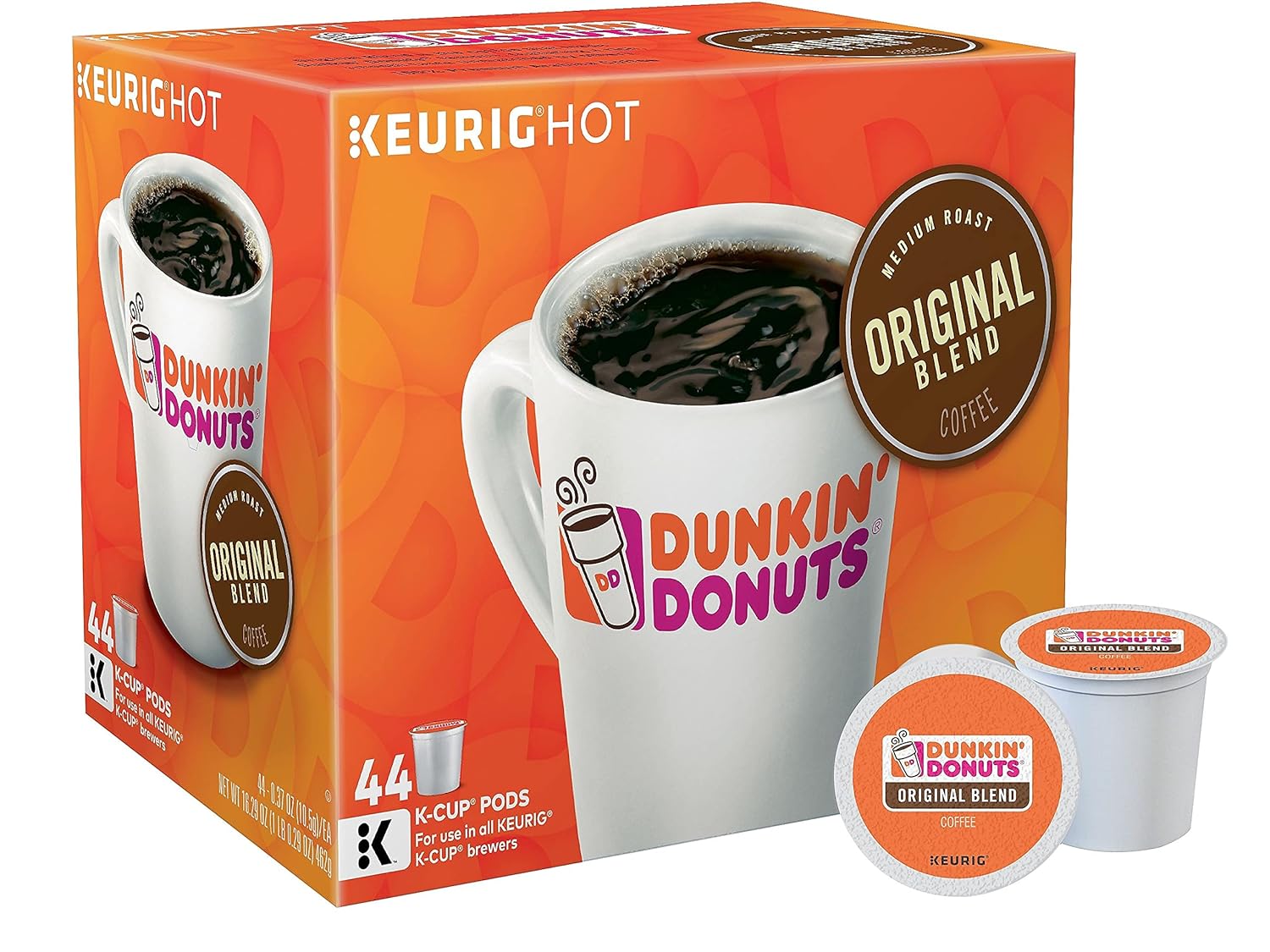 Dunkin' Donuts 2091512 Original Blend Coffee K-Cup Pods Medium Roast 44/Box (006933)