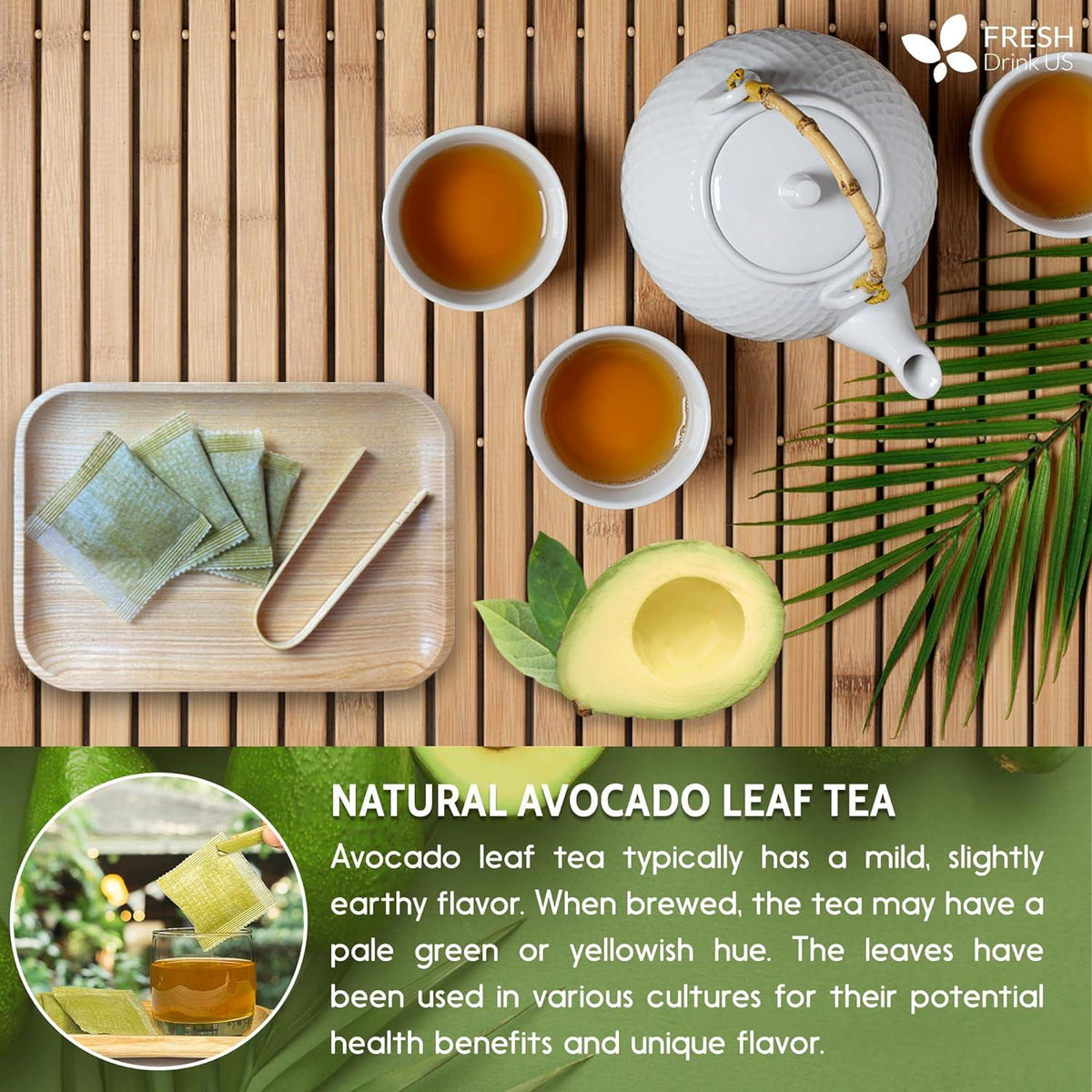 Natural Avocado Whole Leaves Dried, Tea Bags, 100% Pure from Avocado Leaves, Avocado Leaf Tea, Hojas de Aguacate Seca, No Additives, No Caffeine, Vegan