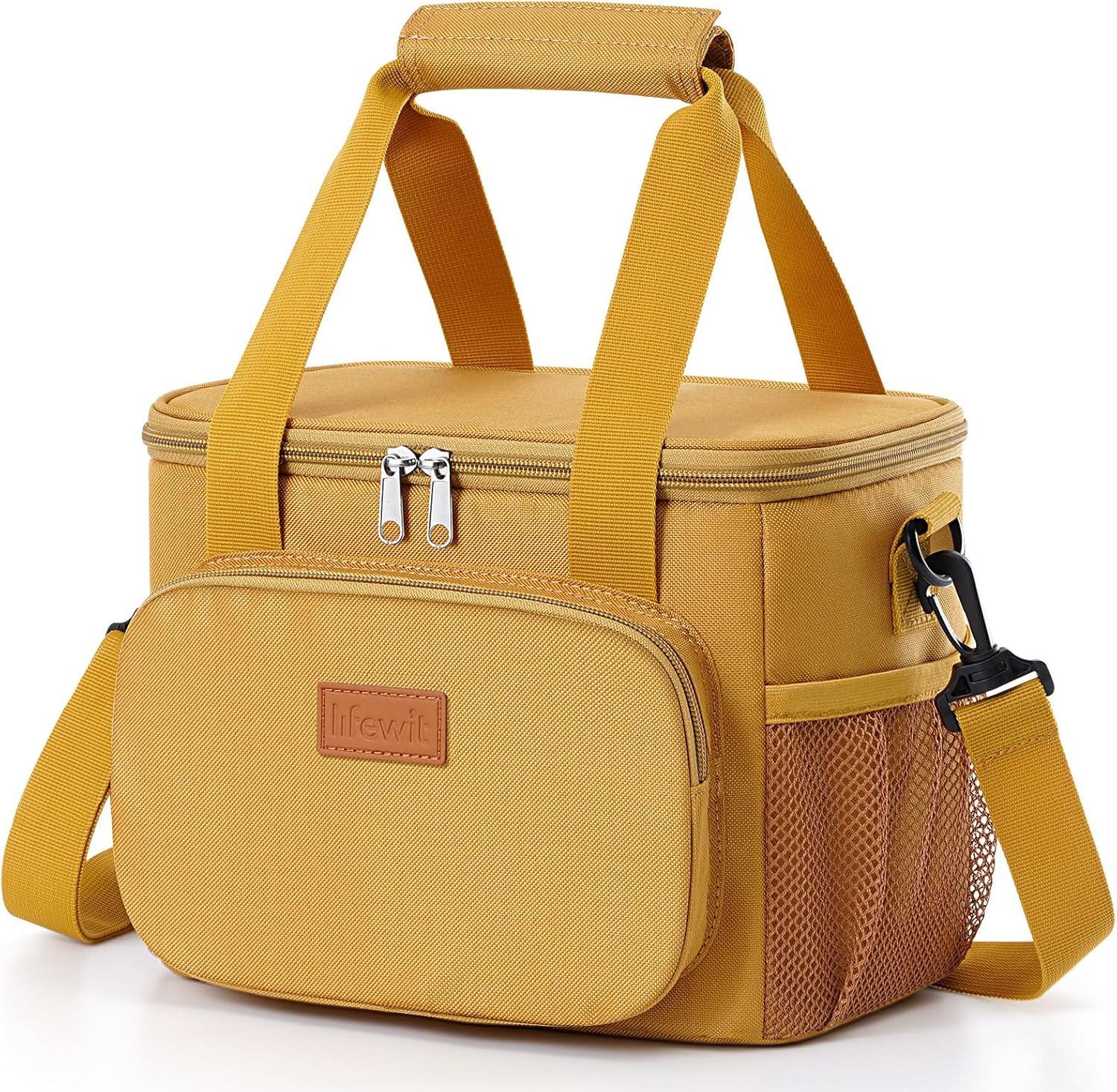 Generic Medium Lunch Bag Insulated Lunch Box Soft Cooler Cooling Tote for Adult Men Women, Black 12-Can (9L).