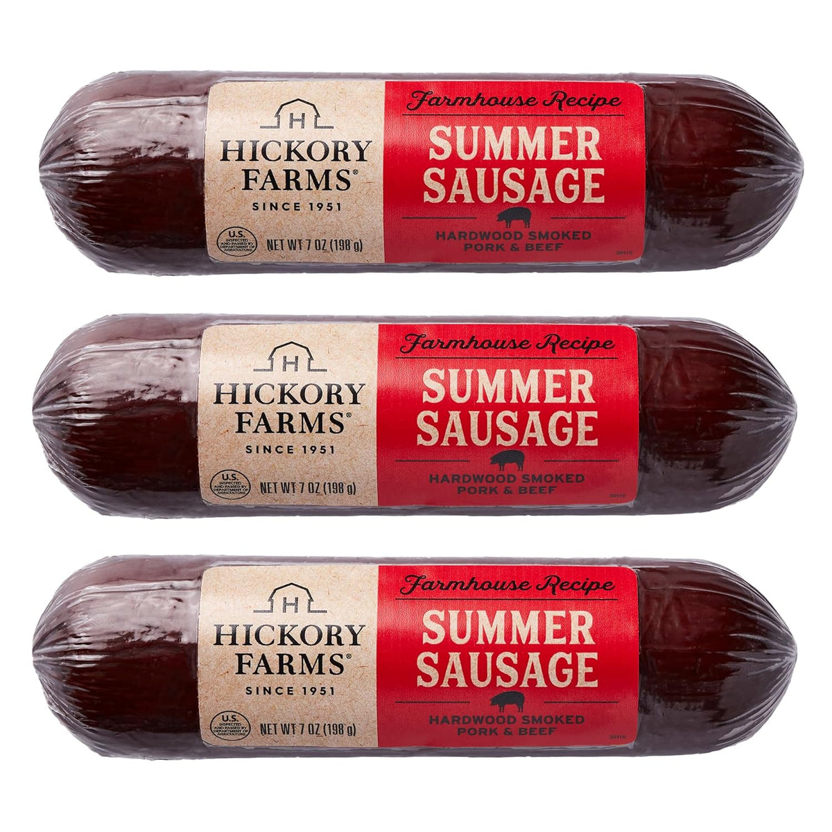 Hickory Farms signature beef summer sausage, 26 oz, ready to eat, perfect for snacking, gifts, and charcuterie boards.