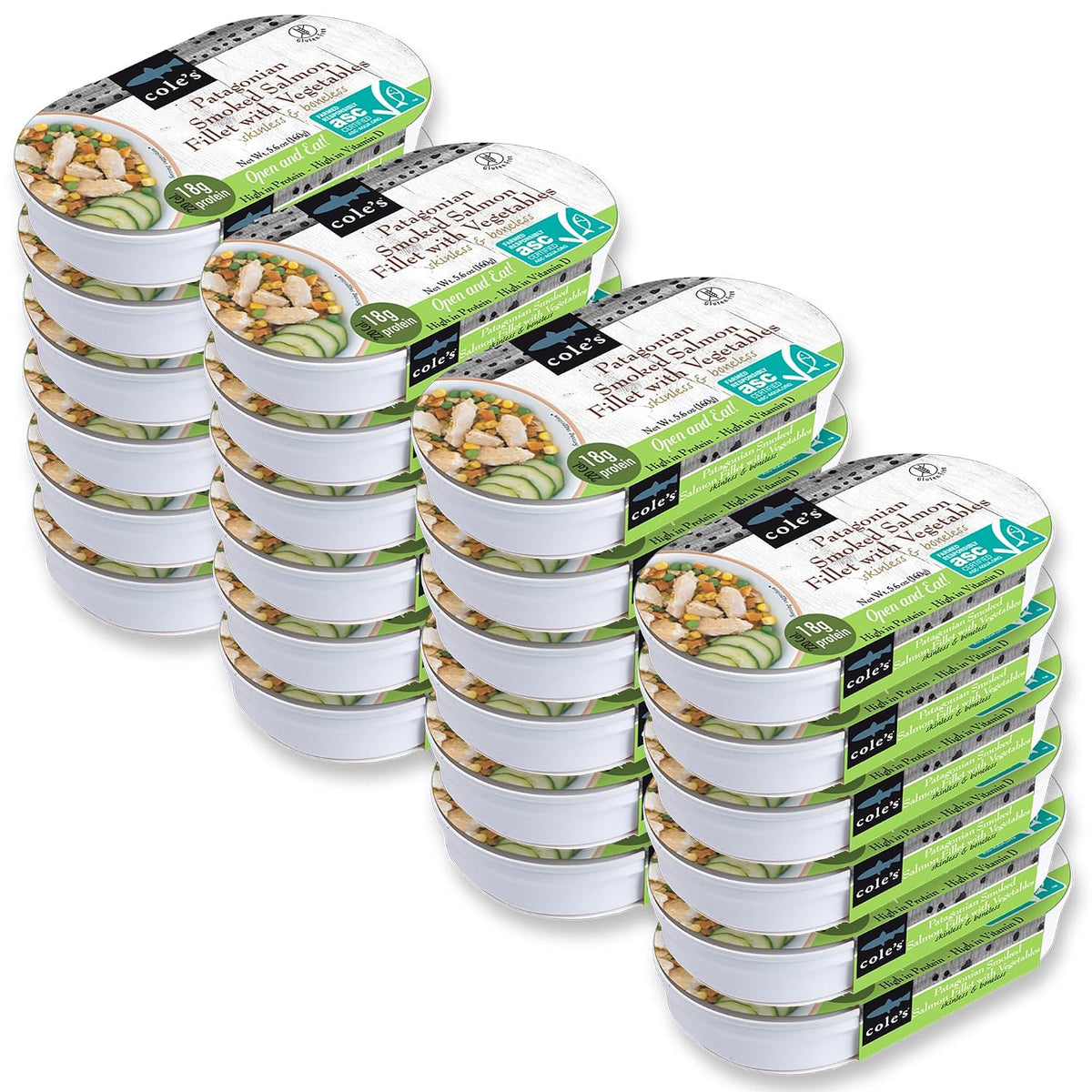 Cole’s ready-to-eat smoked salmon and trout meals with quinoa and vegetables in 5.6 oz cans, high-protein, hand-packed variety pack