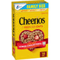Cheerios gluten free breakfast cereal in family size 18 oz box, featuring toasted oat rings on the front of the box.