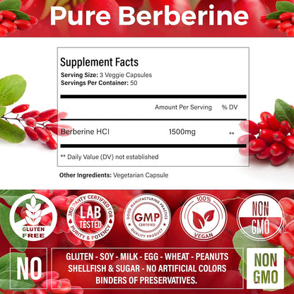 Premium Berberine Supplement, Non-GMO, Gluten-Free