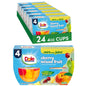 Dole fruit snack cups with diced peaches, mandarin oranges, and cherry mixed fruit in 4 oz containers, 12-pack.