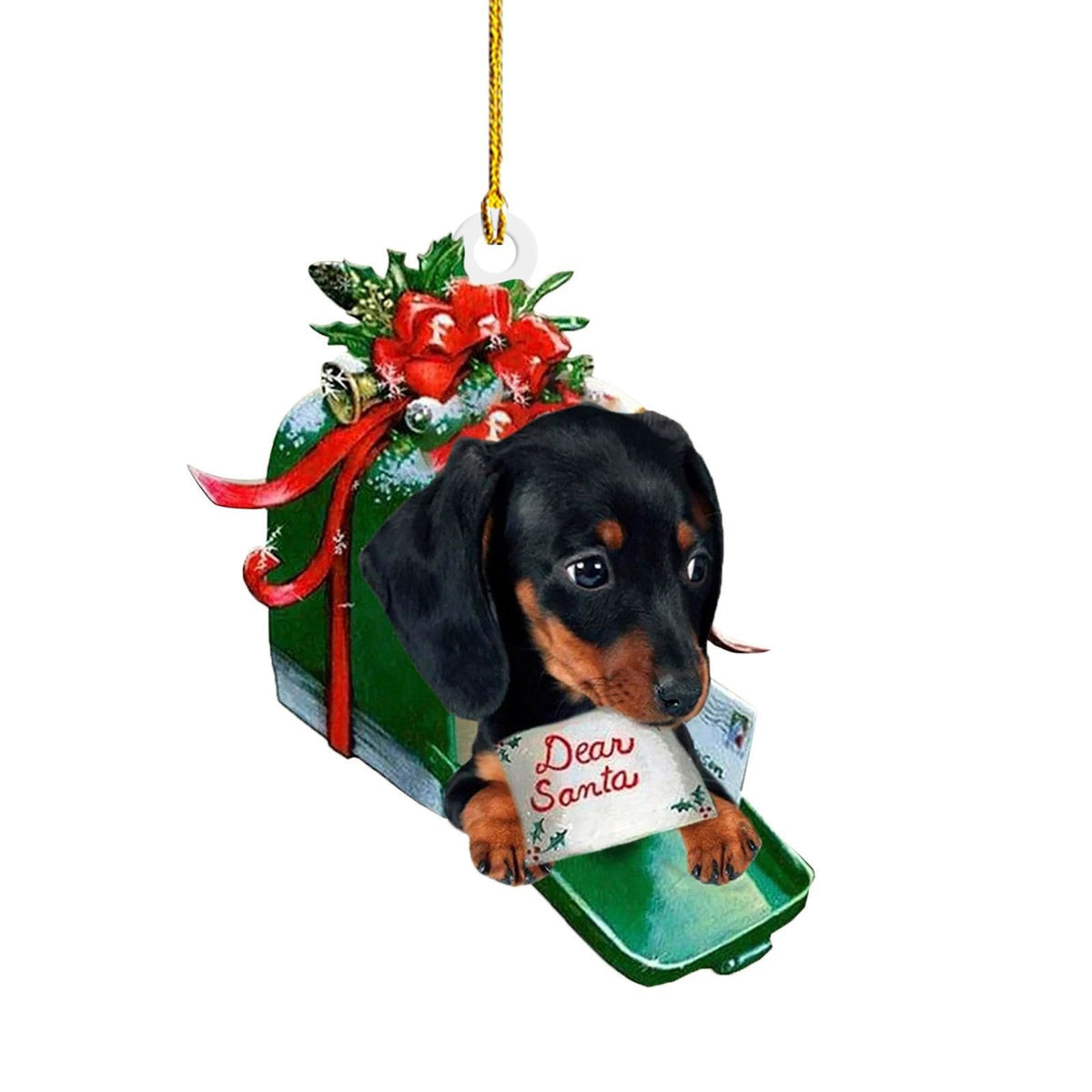 Christmas sausage dog decorations for home, festive dachshund ornaments displayed together