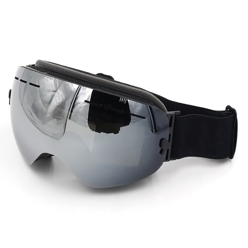 Double layer anti-fog skiing mirror goggles with reflective lens and secure frame‑sealed design
