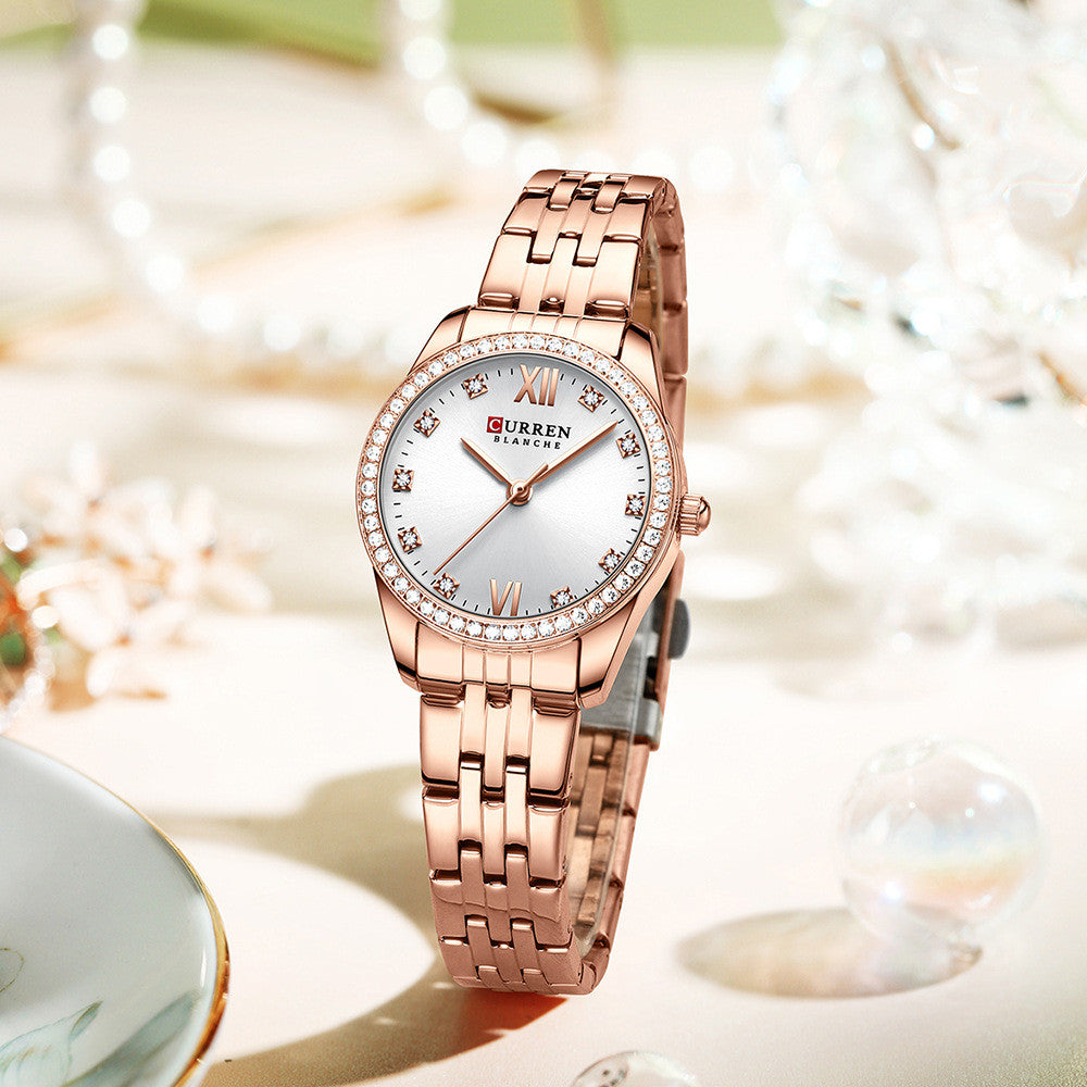 Women's Roman numeral waterproof simple watch with minimalist dial and adjustable strap