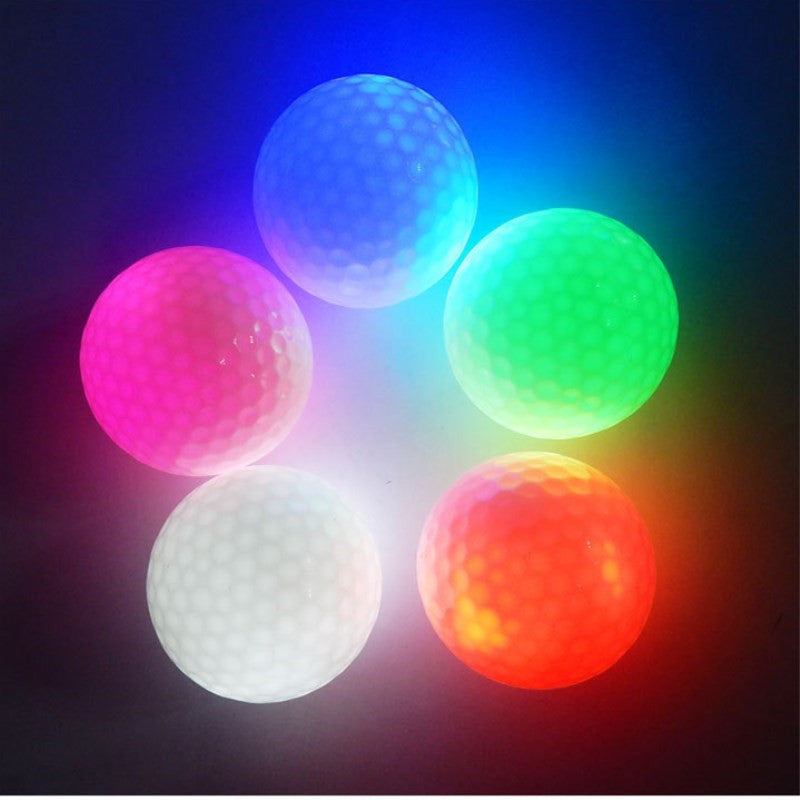 Flashing LED golf ball for nighttime play and golf supplies, white ball with illuminated core