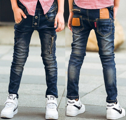 Boys' stretch denim pants in classic blue denim, My Store brand
