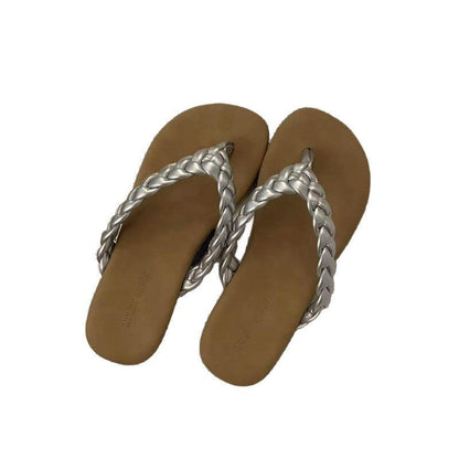 Retro flat minimalist woven flip-flops by My Store, showing woven straps and a simple flat sole