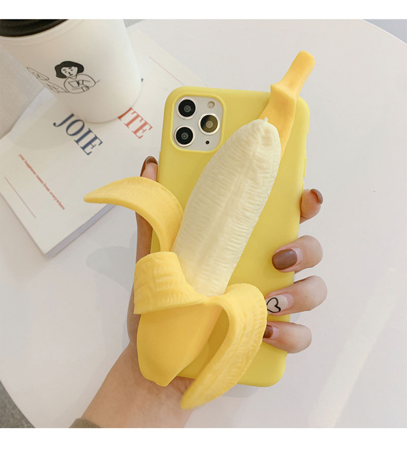 Unzip banana silicone phone case in playful yellow banana design