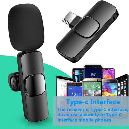 Wireless lavalier lapel microphone clip mic for iPhone and iPad, omnidirectional condenser recording microphone