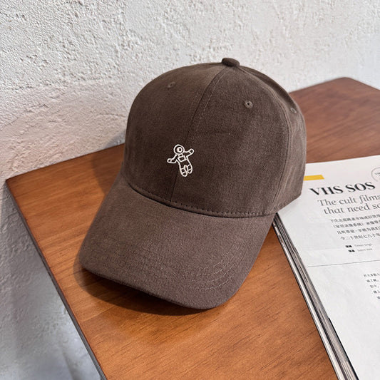 Unisex mini astronaut embroidered Korean-style casual baseball cap in a classic everyday design
