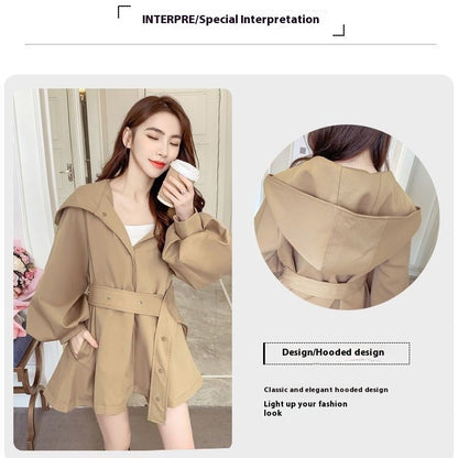 Women’s winter and autumn hooded trench coat by My Store, featuring a long silhouette and practical hood