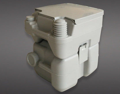 20L portable camping toilet with compact, lidded design for outdoor use