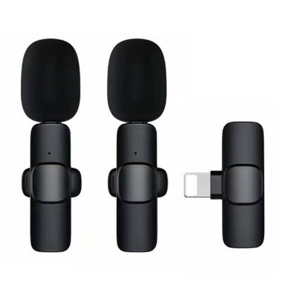 Wireless lavalier microphone for outdoor recording, featuring a compact clip-on transmitter and receiver setup