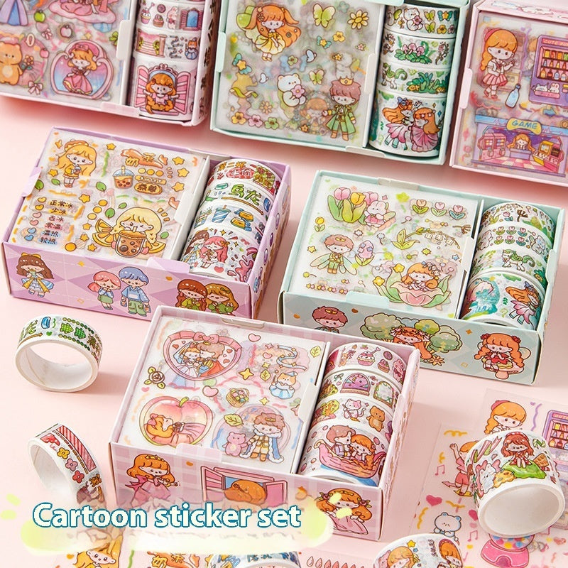 Cute tape sticker gift box with cartoon children's film stickers by My Store