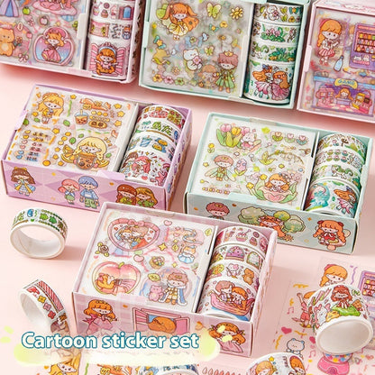 Cute tape sticker gift box with cartoon children's film stickers by My Store