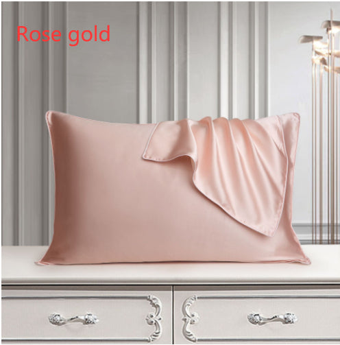 Pure silk pillowcase in natural silk fabric, smooth pillow cover shown flat