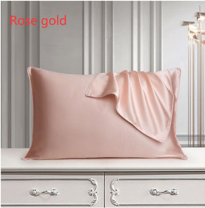 Pure silk pillowcase in natural silk fabric, smooth pillow cover shown flat