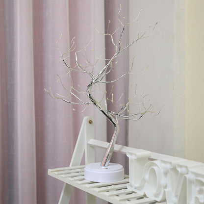 Colored starry sky LED copper wire rice tree lamp in a decorative tree-shaped design