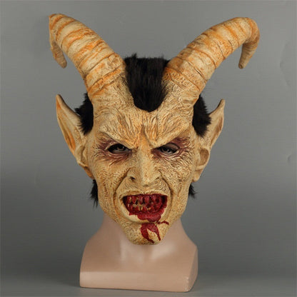 Human Face Lucifer latex mask with realistic facial features and sculpted devil-inspired details