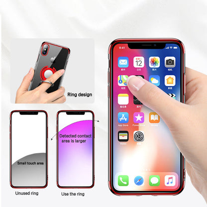 Black magnetic ring phone case holder, compatible with mobile phones