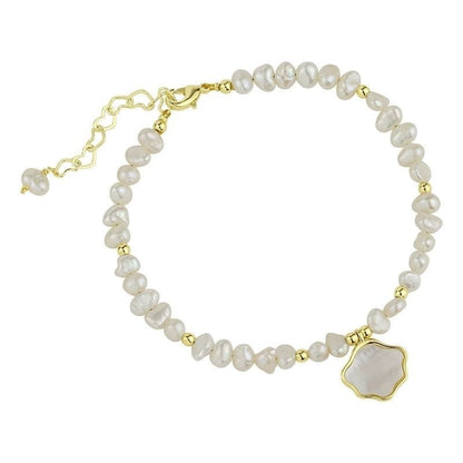 Women's freshwater shell pearl necklace and bracelet set by My Store
