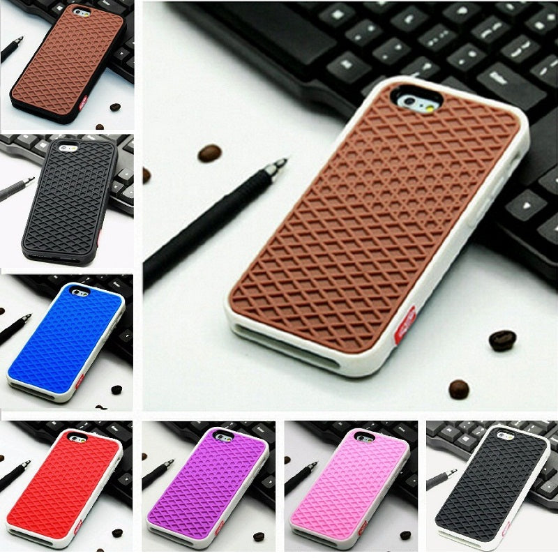 Waffle sole silicone phone case in a textured sneaker-style design