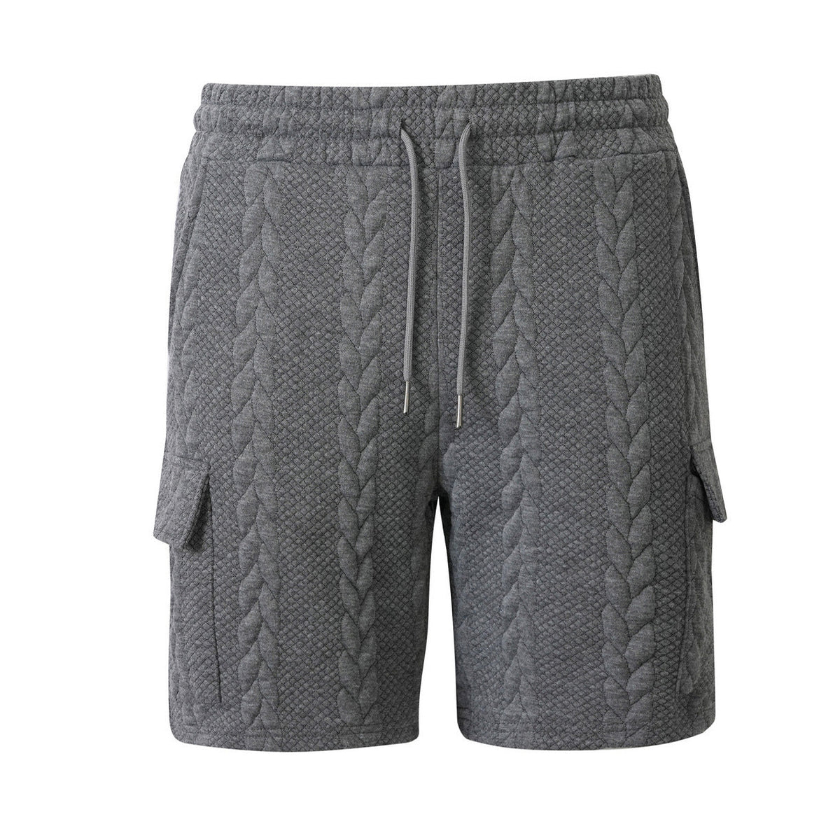 Men's drawstring jacquard casual shorts in a textured woven design 白小姐