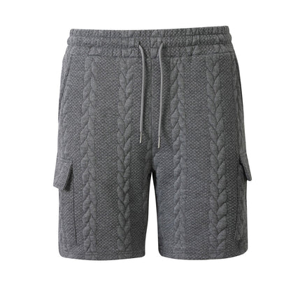Men's drawstring jacquard casual shorts in a textured woven design 白小姐