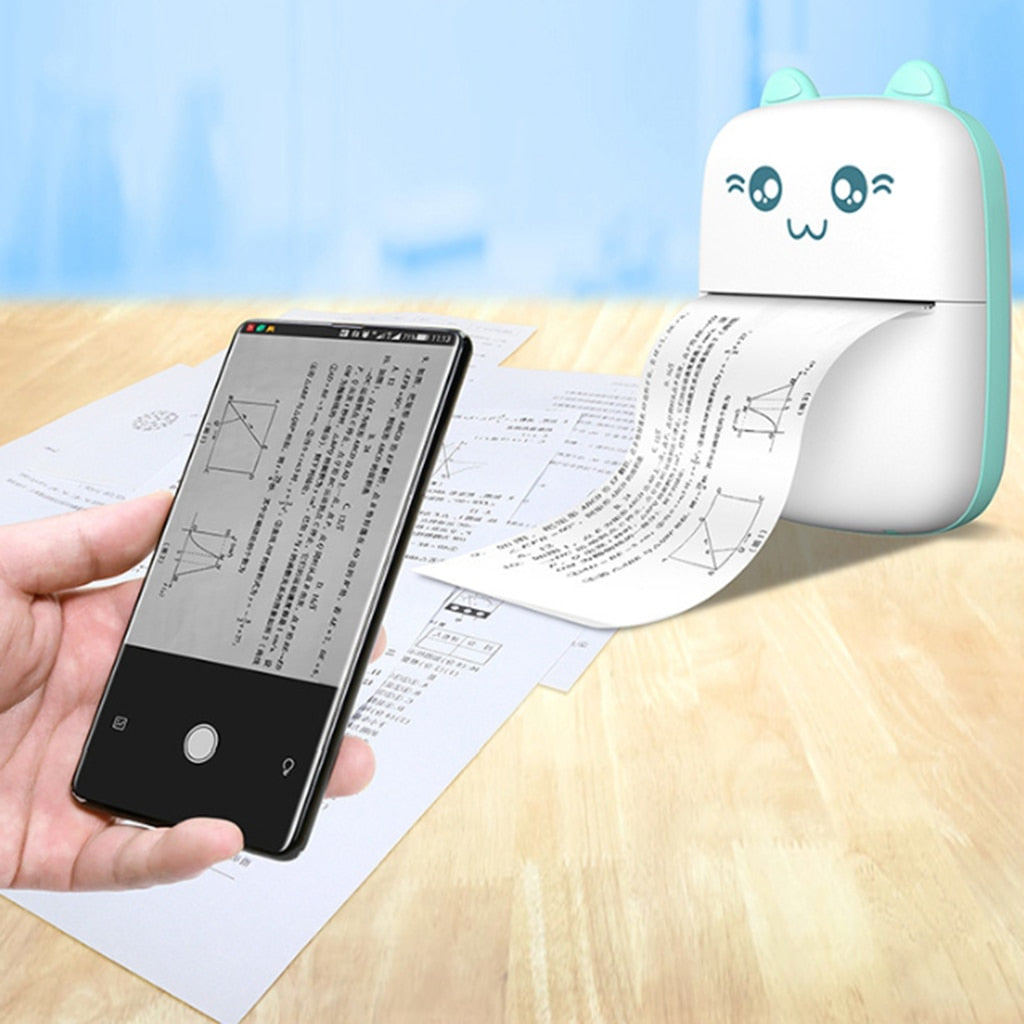 Portable mini Bluetooth WiFi printer for mobile phone photos, notes, labels, and student error printing