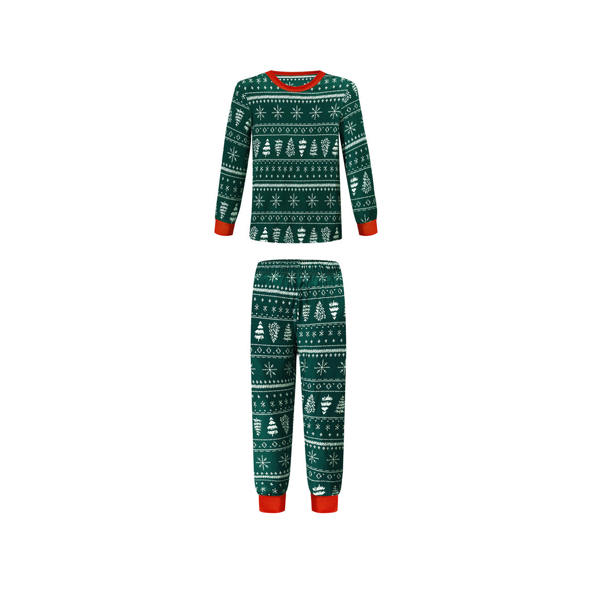 Christmas print contrast color parent-child home service suit, festive family loungewear set