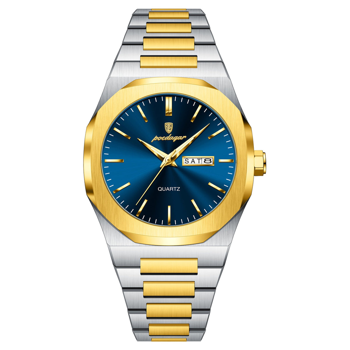 Men's waterproof luminous quartz watch with a sleek dial and glow-in-the-dark hands