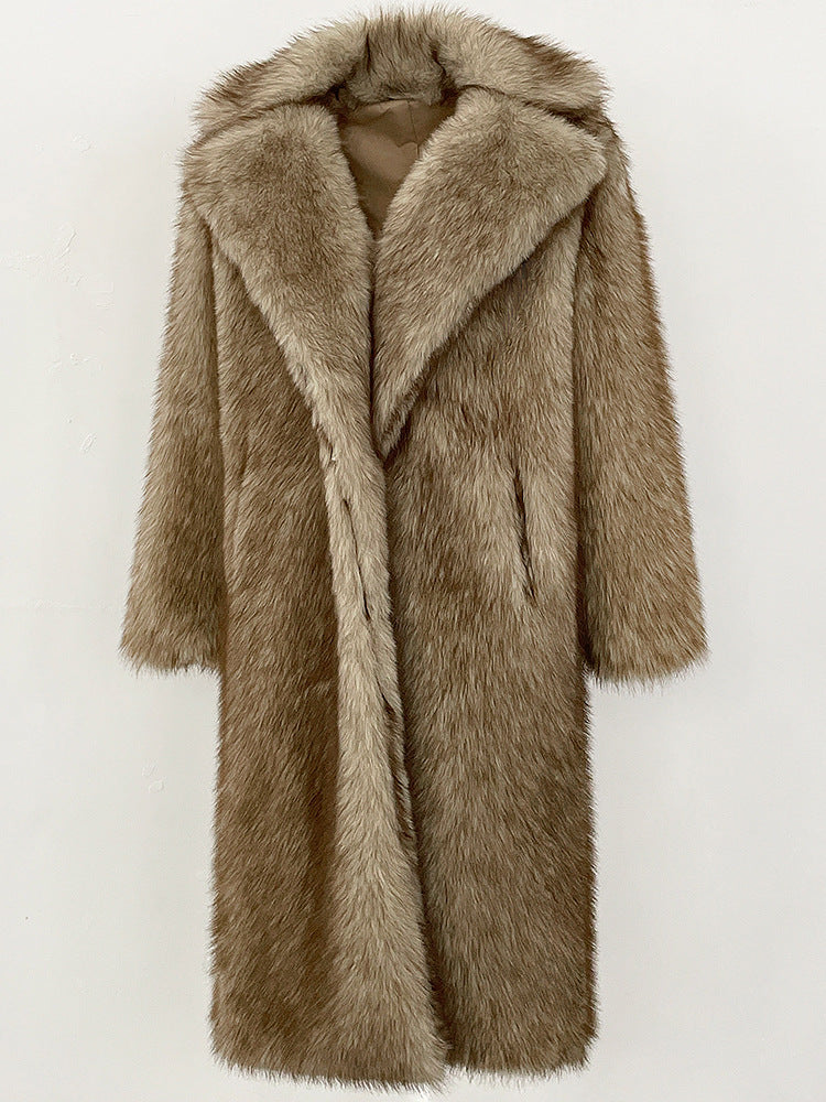 Women's high-quality artificial faux fur coat in a plush textured design