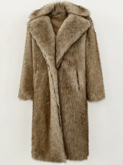 Women's high-quality artificial faux fur coat in a plush textured design