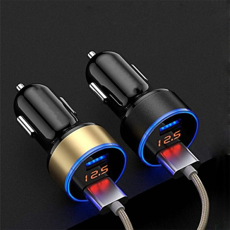 Car phone charger by My Store in black with dual USB ports and compact dashboard design