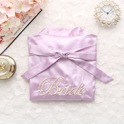 Bridal simulation silk nightgown pajamas with elegant satin-style fabric and relaxed fit