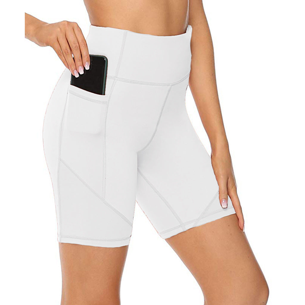 Stitching fitness five-point shorts by My Store in a sporty, knee-length design