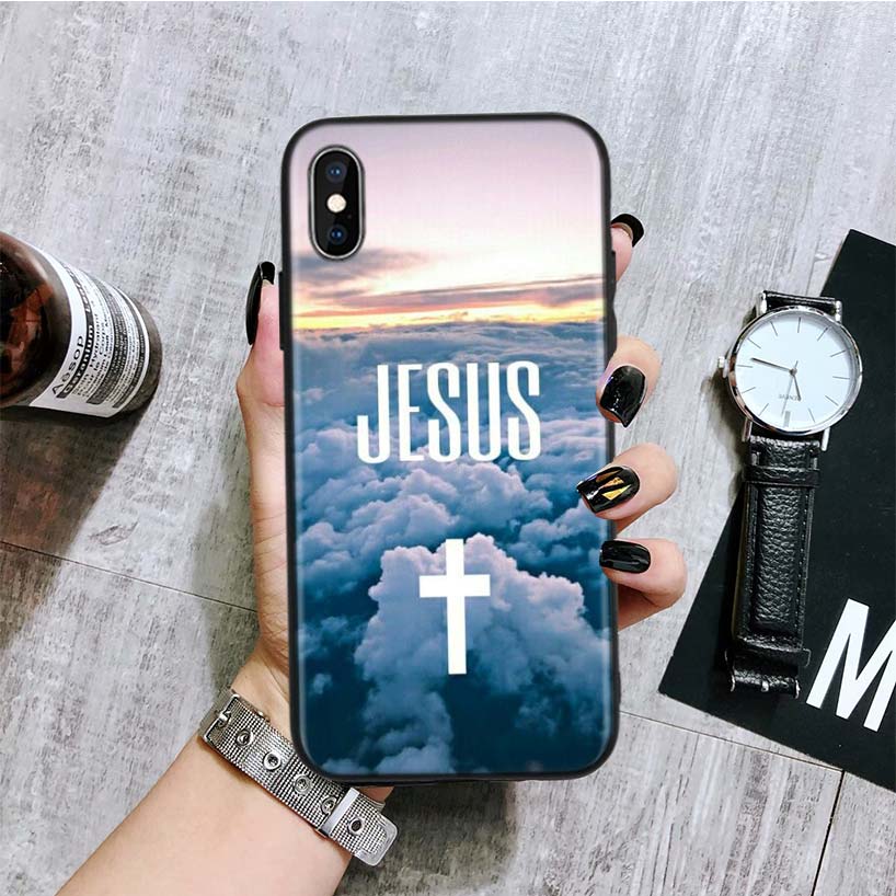 Jesus cross mobile phone case with religious cross design and protective phone cover exterior