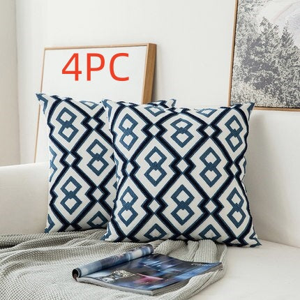 Classical embroidered home pillow cover without core, detailed decorative stitching in a traditional design