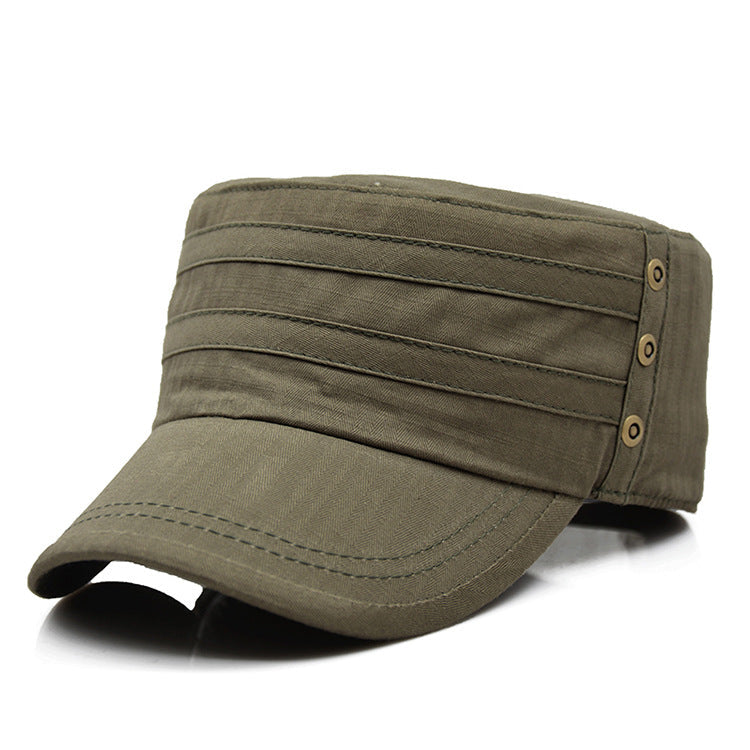 Spring and summer flat-top cap in thin material, stylish unisex design in a neutral color