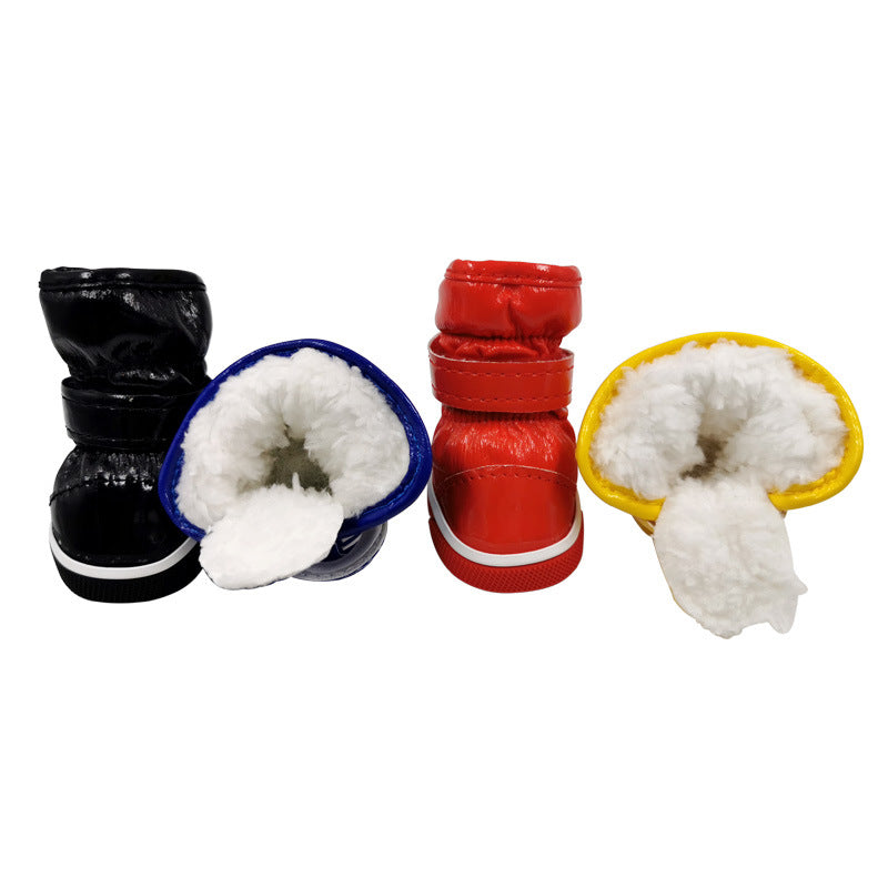 Pet cotton ski boots for dogs, soft padded winter shoes with anti-slip soles