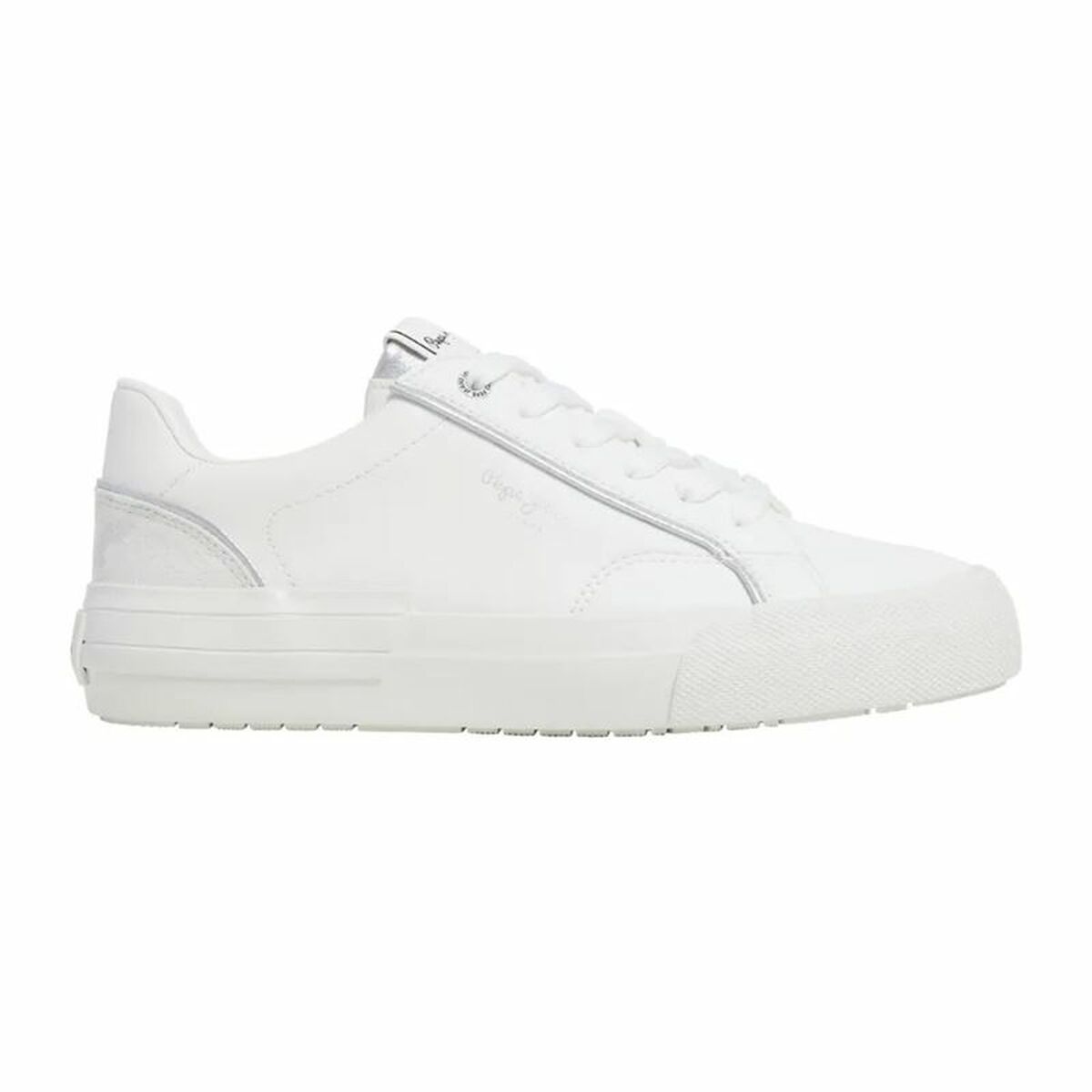 White women's casual trainers by Pepe Jeans, Allen Twin style, featuring comfortable sports shoe design and stylish casual look.