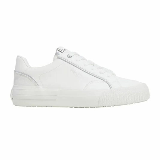 White women's casual trainers by Pepe Jeans, Allen Twin style, featuring comfortable sports shoe design and stylish casual look.